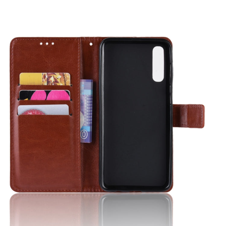 Magnetic Buckle Retro Crazy Horse Texture Horizontal Flip Leather Case for Galaxy A70, with Holder & Card Slots & Photo Frame