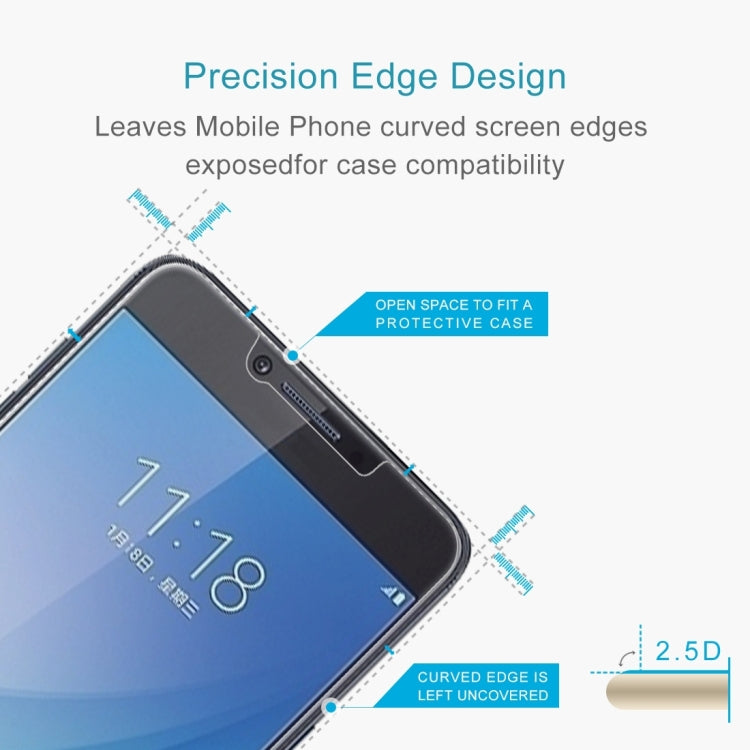 2 PCS 0.26mm 9H 2.5D Tempered Glass Film for Galaxy C7 Pro