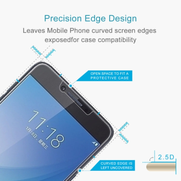 50 PCS 0.26mm 9H 2.5D Tempered Glass Film for Galaxy C7 Pro