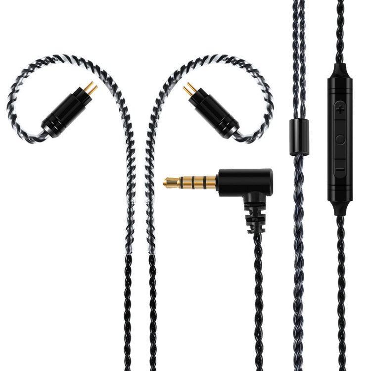 0.78 Double Pin Plug Silver-plated Headphone Wire with Mic(Black)