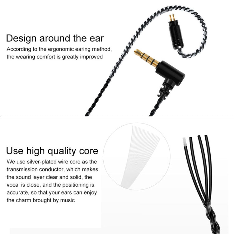 0.78 Double Pin Plug Silver-plated Headphone Wire with Mic(Black)