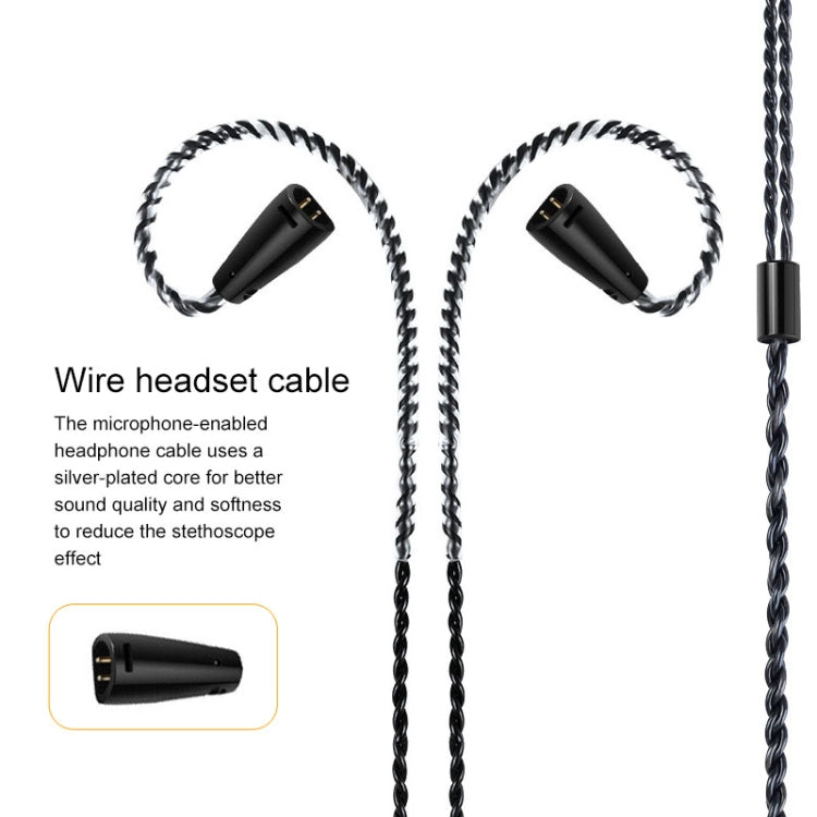 IE80 Plug Silver-plated Headphone Wire with Mic(Black)