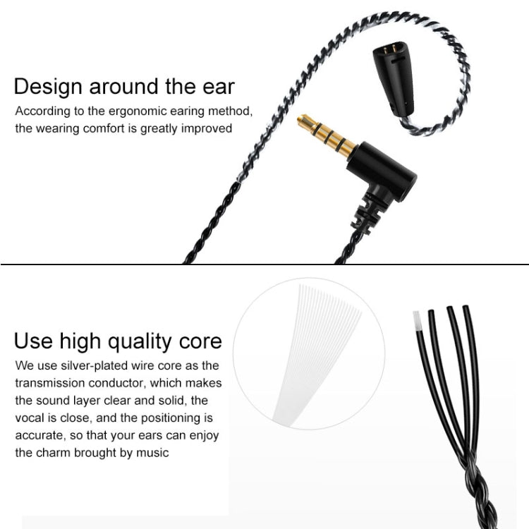 IE80 Plug Silver-plated Headphone Wire with Mic(Black)