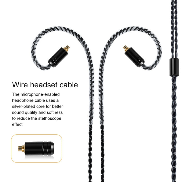MMCX Plug Silver-plated Headphone Wire with Mic(Black)