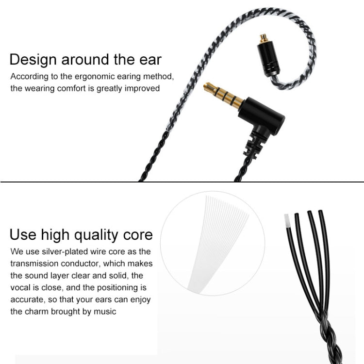MMCX Plug Silver-plated Headphone Wire with Mic(Black)