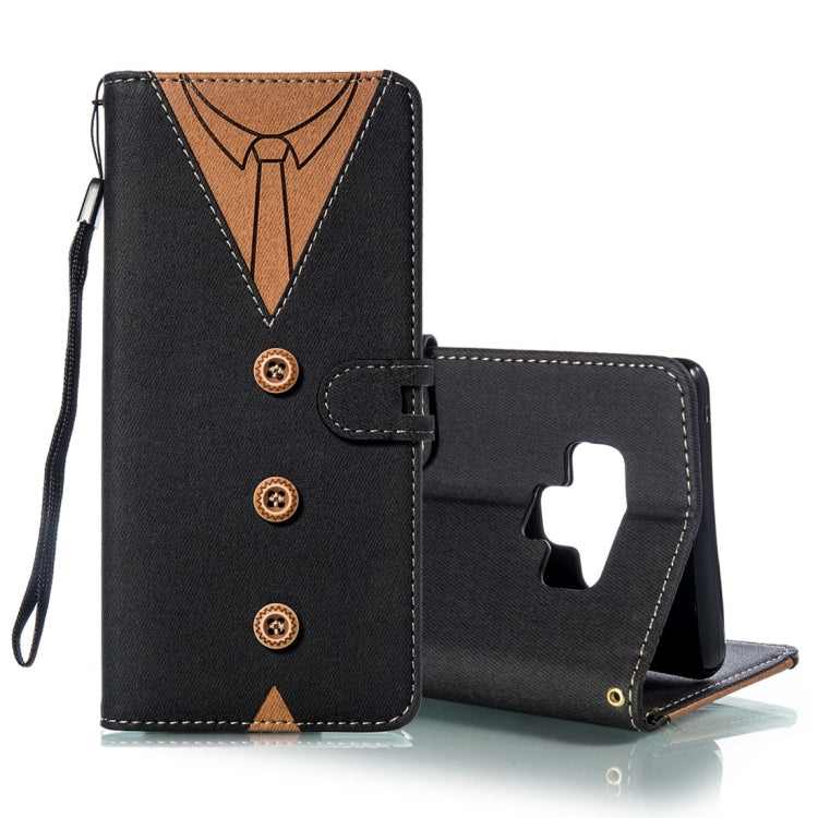 Splicing Embossed Male Style Horizontal Flip Leather Case for Galaxy Note9, with Holder & Card Slots & Wallet & Lanyard