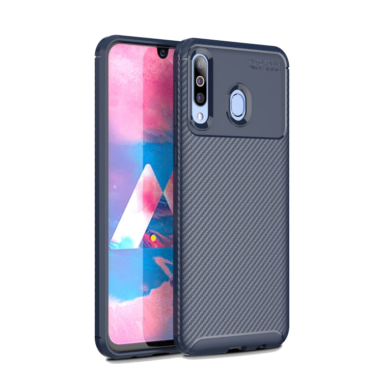 Carbon Fiber Texture Shockproof TPU Case for Galaxy M30 (Blue)