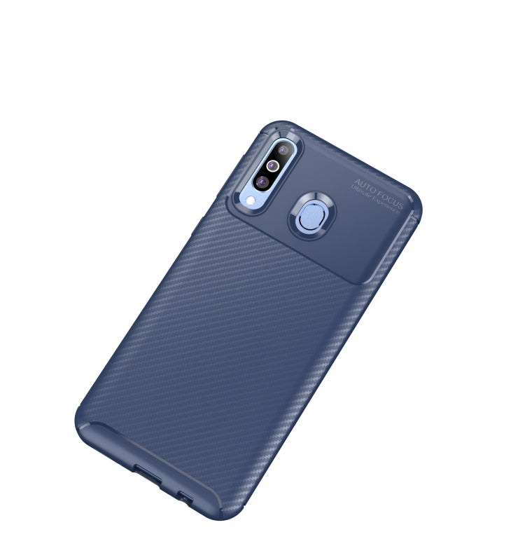Carbon Fiber Texture Shockproof TPU Case for Galaxy M30 (Blue)