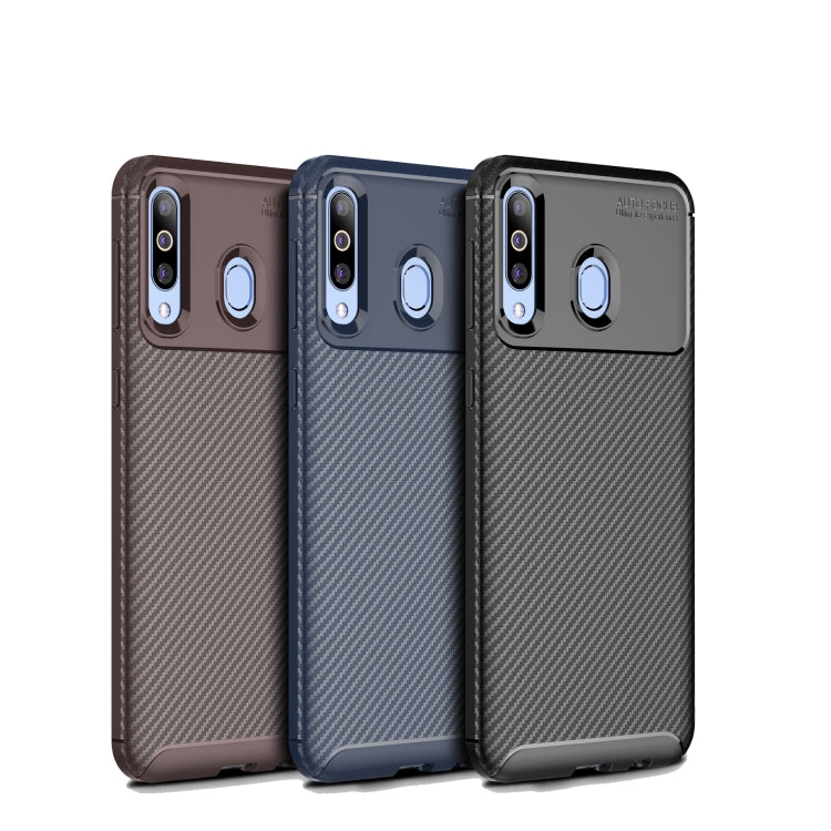 Carbon Fiber Texture Shockproof TPU Case for Galaxy M30 (Blue)