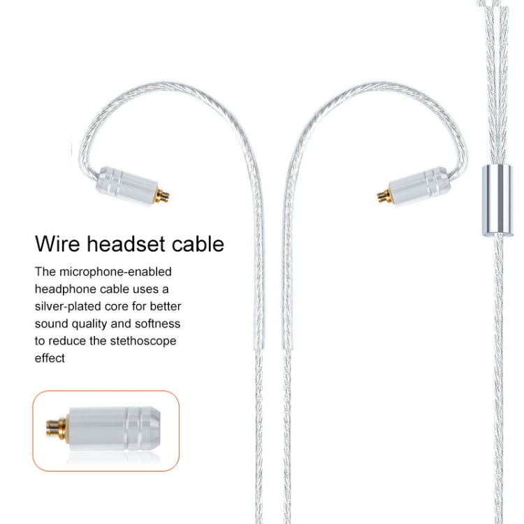 MMCX Plug Silver-plated Headphone Wire with Mic(Silver)