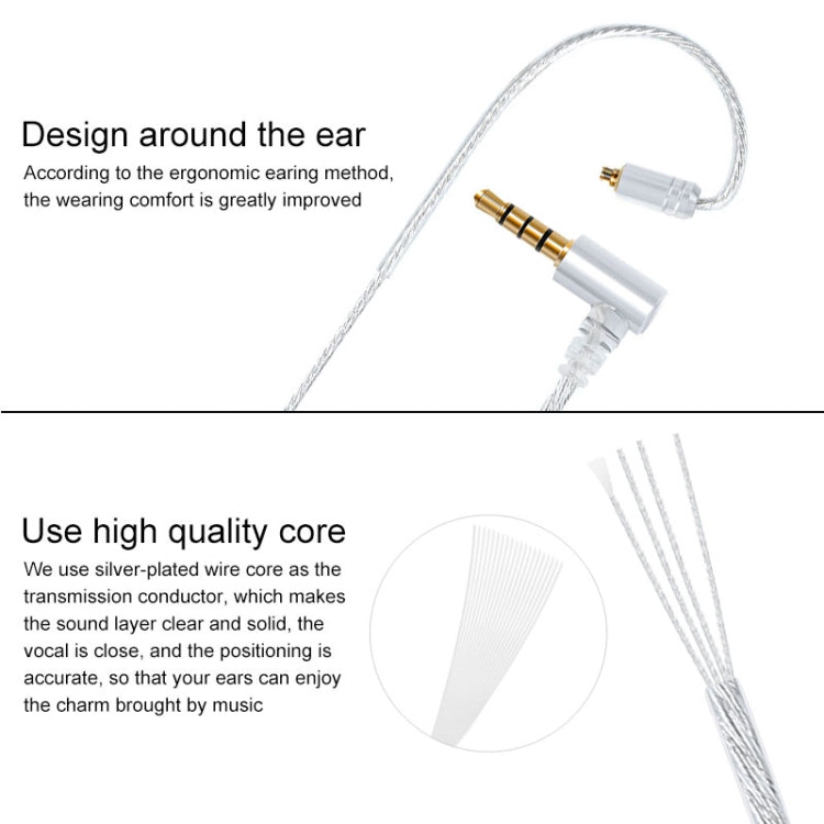 MMCX Plug Silver-plated Headphone Wire with Mic(Silver)