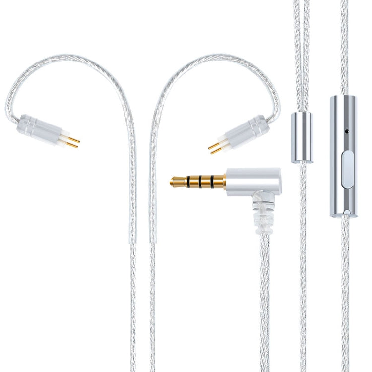 0.78 Double Pin Plug Silver-plated Headphone Wire with Mic(Silver)