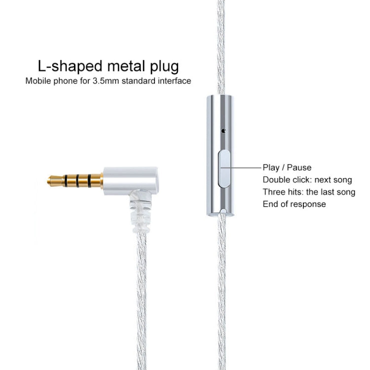 0.78 Double Pin Plug Silver-plated Headphone Wire with Mic(Silver)