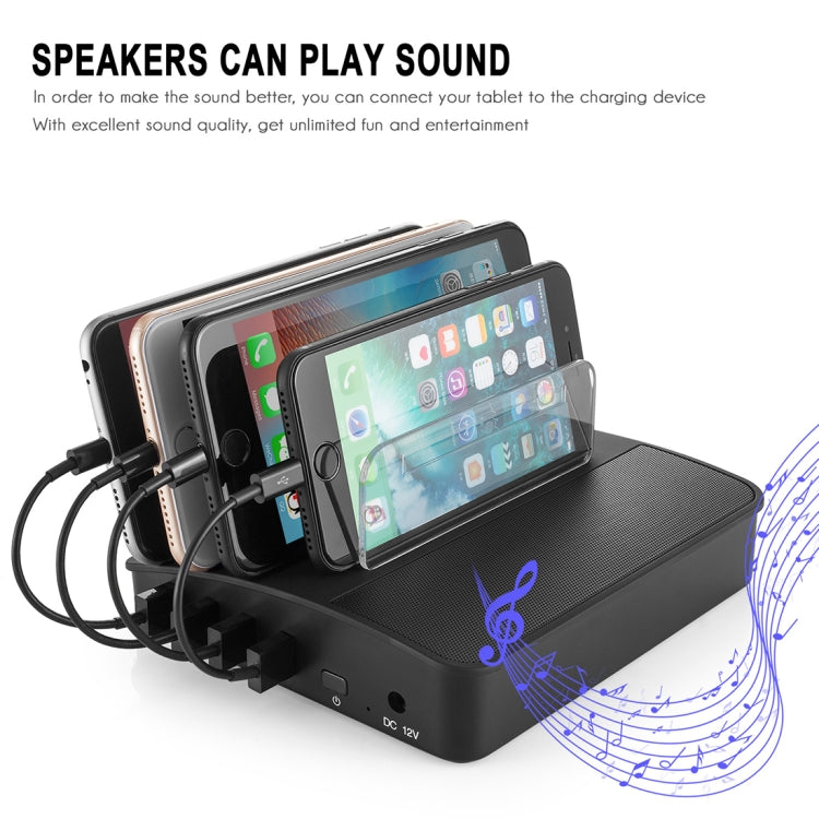 Multi-function 4 Ports USB Detachable Charging Station & Wireless Bluetooth Speaker, For iPad , Tablets, iPhone, Galaxy, Huawei, Xiaomi, LG, HTC and Other Smart Phones, Rechargeable Devices(Black)