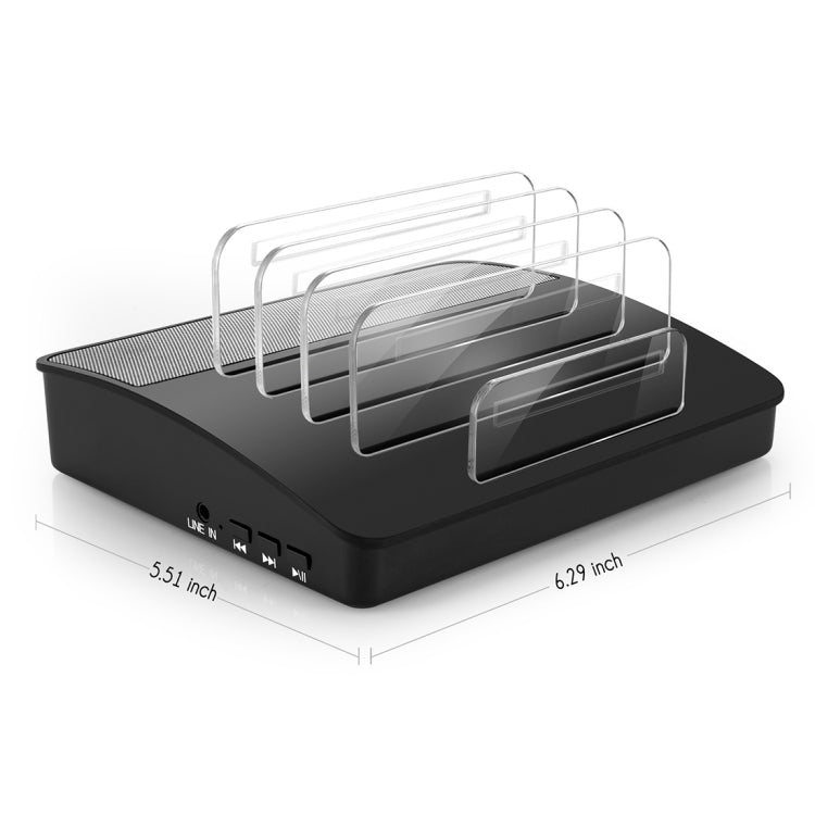 Multi-function 4 Ports USB Detachable Charging Station & Wireless Bluetooth Speaker, For iPad , Tablets, iPhone, Galaxy, Huawei, Xiaomi, LG, HTC and Other Smart Phones, Rechargeable Devices(Black)
