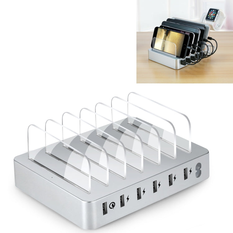 008QC Multi-function DC5V/9A QC18W Output 6 Ports USB Detachable Charging Station Smart Charger, Support QC3.0