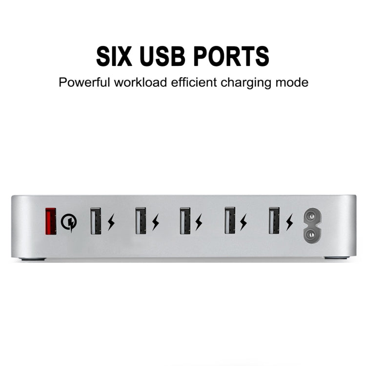 008QC Multi-function DC5V/9A QC18W Output 6 Ports USB Detachable Charging Station Smart Charger, Support QC3.0