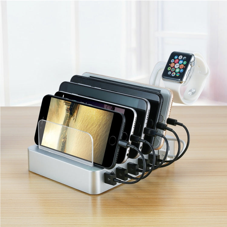 008QC Multi-function DC5V/9A QC18W Output 6 Ports USB Detachable Charging Station Smart Charger, Support QC3.0