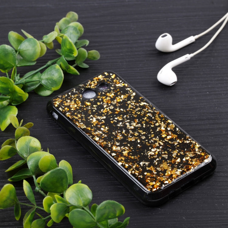 For Galaxy J3 (2017) (US Version) Gold Foil TPU Protective Back Cover Case