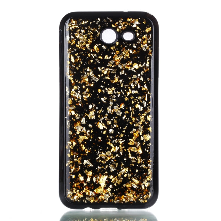 For Galaxy J3 (2017) (US Version) Gold Foil TPU Protective Back Cover Case
