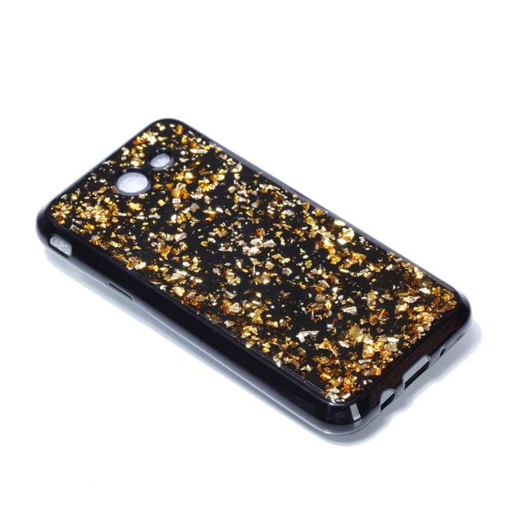 For Galaxy J3 (2017) (US Version) Gold Foil TPU Protective Back Cover Case