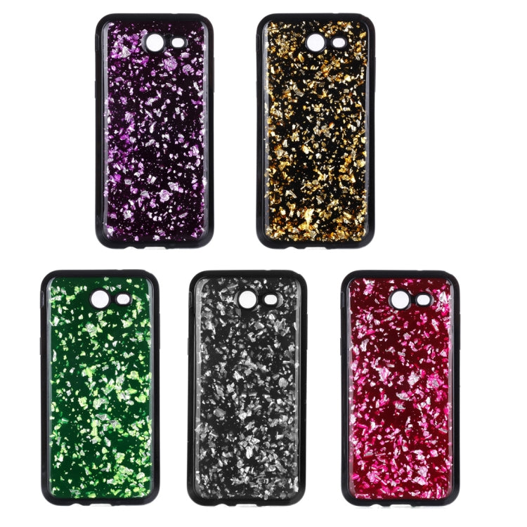 For Galaxy J3 (2017) (US Version) Gold Foil TPU Protective Back Cover Case
