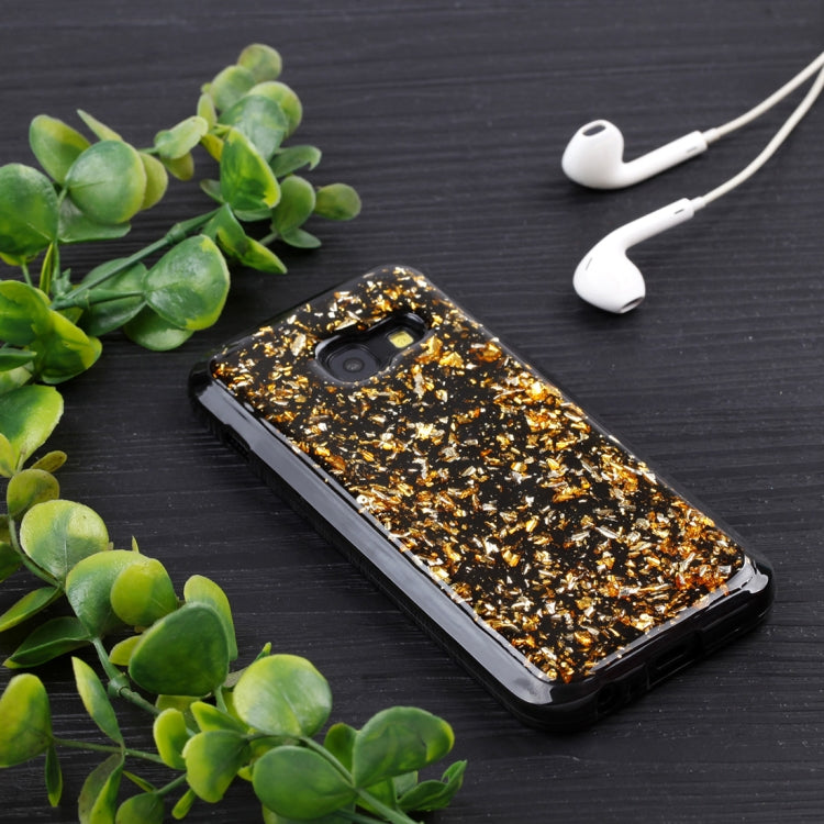 For Galaxy A3 (2017) Gold Foil TPU Protective Back Cover Case