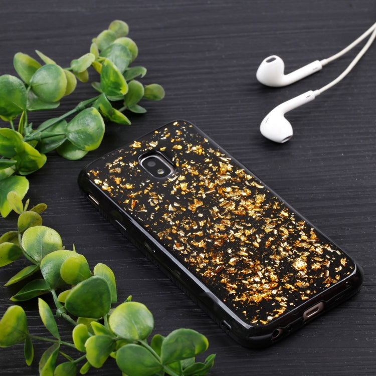 For Galaxy J3 (2017) (EU Version) Gold Foil TPU Protective Back Cover Case