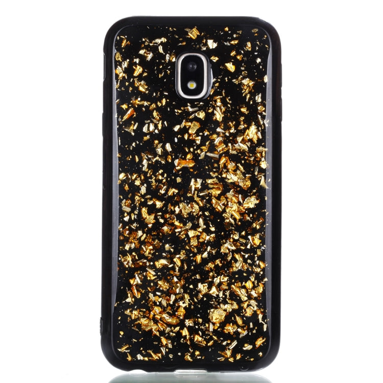 For Galaxy J3 (2017) (EU Version) Gold Foil TPU Protective Back Cover Case