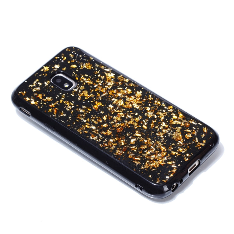 For Galaxy J3 (2017) (EU Version) Gold Foil TPU Protective Back Cover Case