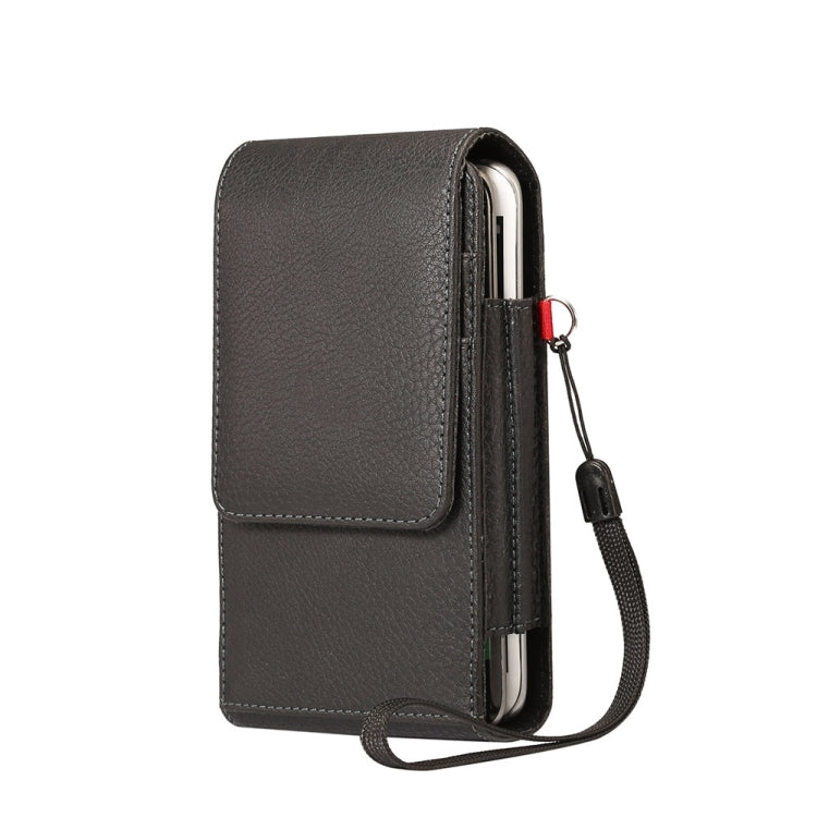 Universal Litchi Texture Vertical Flip Upright Lattice PU Leather Case / Waist Bag with Back Splint & Card Slots & Lanyard for Galaxy S8 / S7 Edge , Huawei P9 Plus , LG G5 , Xiaomi Redmi Note 3(Black)