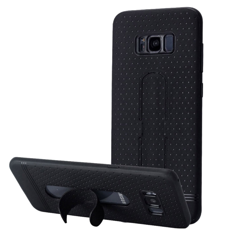 Lenuo for Galaxy S8 3D Texture Foldable Invisible Holder TPU + PC Combination Case with Holder
