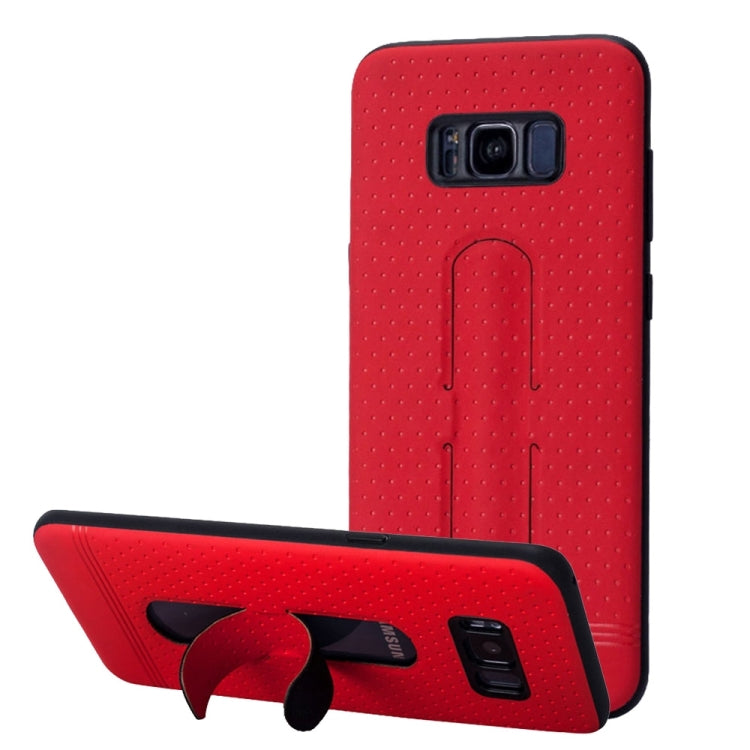 Lenuo for Galaxy S8 3D Texture Foldable Invisible Holder TPU + PC Combination Case with Holder