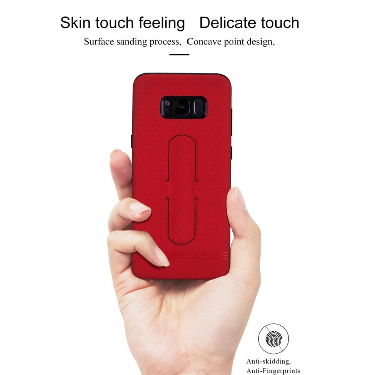 Lenuo for Galaxy S8 3D Texture Foldable Invisible Holder TPU + PC Combination Case with Holder