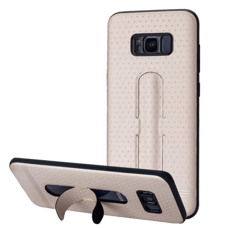 Lenuo for Galaxy S8 + / G955 3D Texture Foldable Invisible Holder TPU + PC Combination Case with Holder