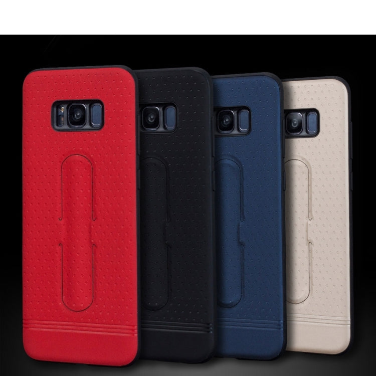 Lenuo for Galaxy S8 + / G955 3D Texture Foldable Invisible Holder TPU + PC Combination Case with Holder