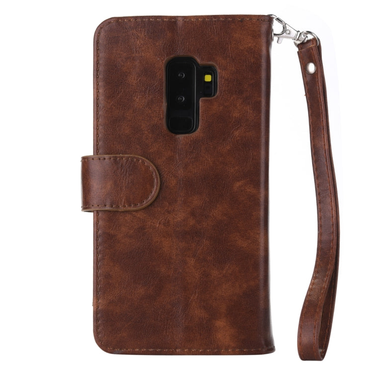 Separable Crazy Horse Texture Zipper Leather Case for Galaxy S9+, with Card Slot & & Wallet & Photo Frame & Lanyard