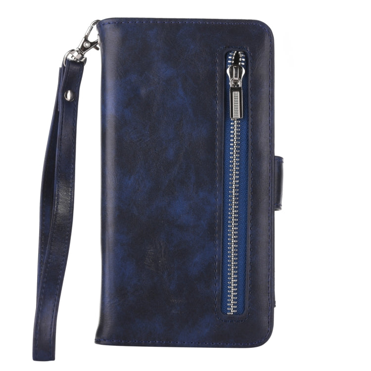 Separable Crazy Horse Texture Zipper Leather Case for Galaxy S9+, with Card Slot & & Wallet & Photo Frame & Lanyard