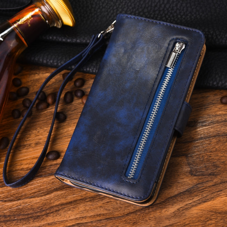 Separable Crazy Horse Texture Zipper Leather Case for Galaxy S9+, with Card Slot & & Wallet & Photo Frame & Lanyard