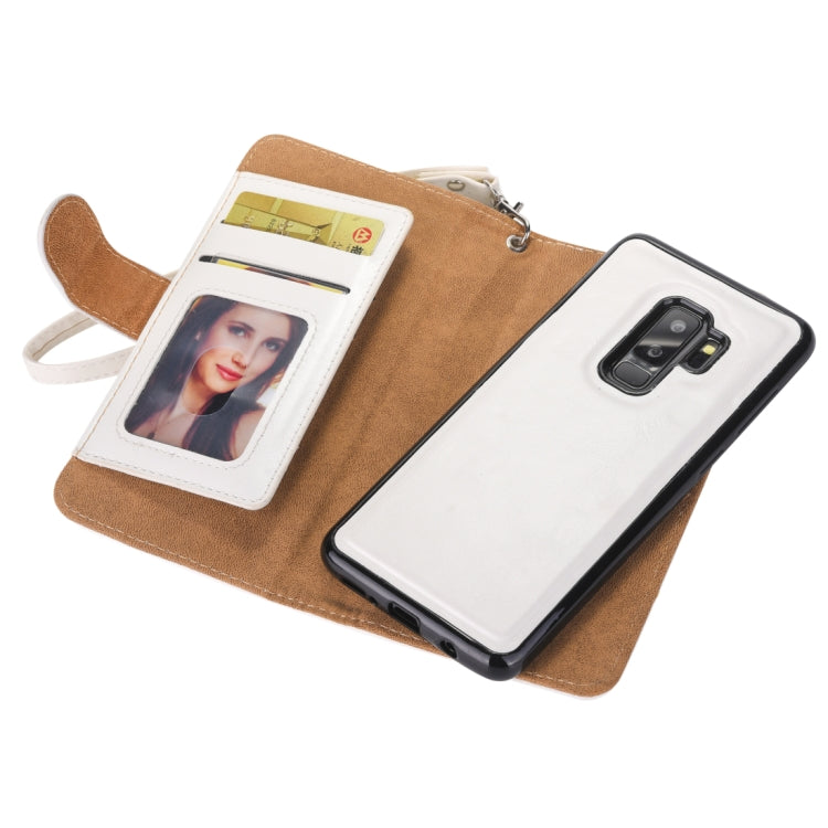 Separable Crazy Horse Texture Zipper Leather Case for Galaxy S9+, with Card Slot & & Wallet & Photo Frame & Lanyard