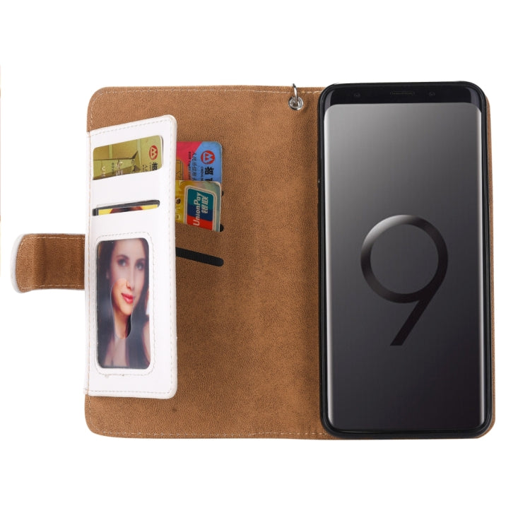 Separable Crazy Horse Texture Zipper Leather Case for Galaxy S9+, with Card Slot & & Wallet & Photo Frame & Lanyard