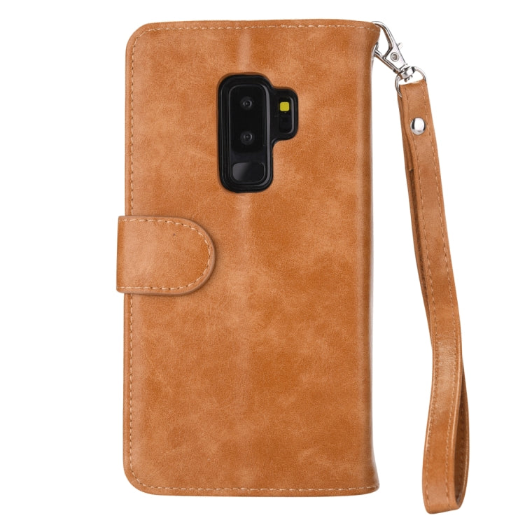 Separable Crazy Horse Texture Zipper Leather Case for Galaxy S9+, with Card Slot & & Wallet & Photo Frame & Lanyard