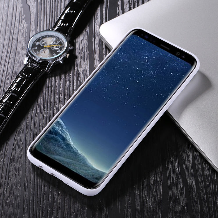 For Galaxy S8+ / G955 TPU + Toughened Glass Protective Back Cover Case(White)