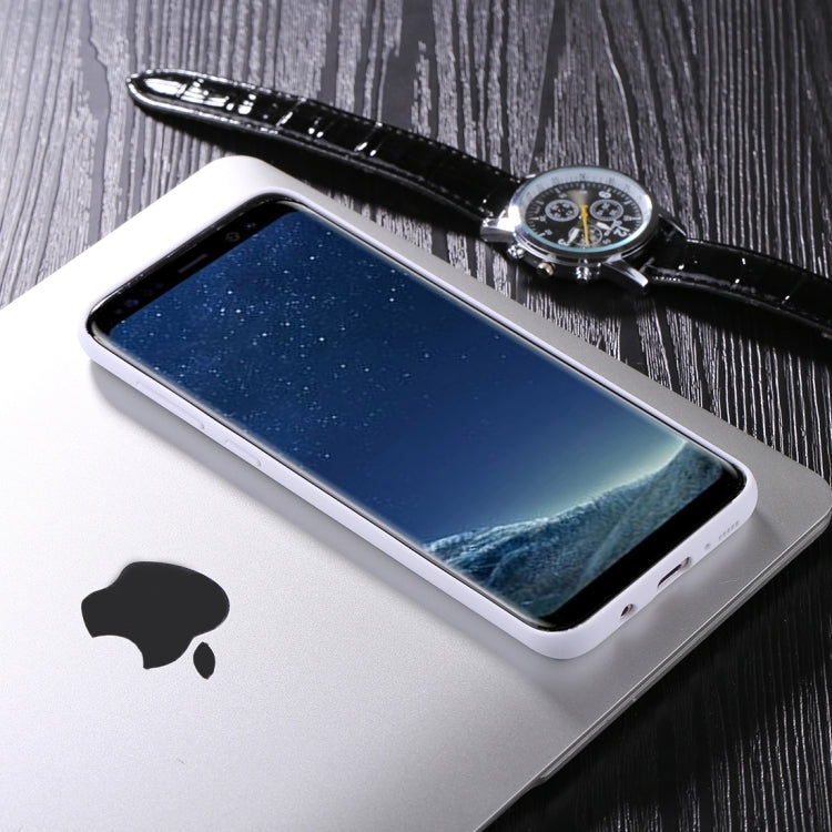 For Galaxy S8+ / G955 TPU + Toughened Glass Protective Back Cover Case(White)