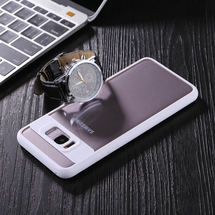 For Galaxy S8+ / G955 TPU + Toughened Glass Protective Back Cover Case(White)