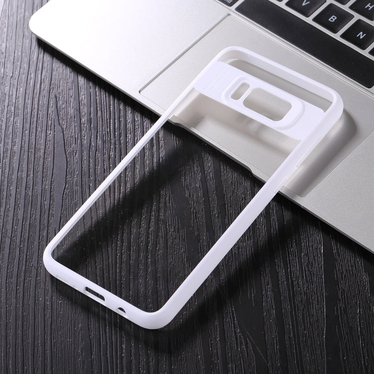 For Galaxy S8+ / G955 TPU + Toughened Glass Protective Back Cover Case(White)