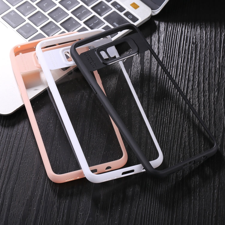 For Galaxy S8+ / G955 TPU + Toughened Glass Protective Back Cover Case(White)
