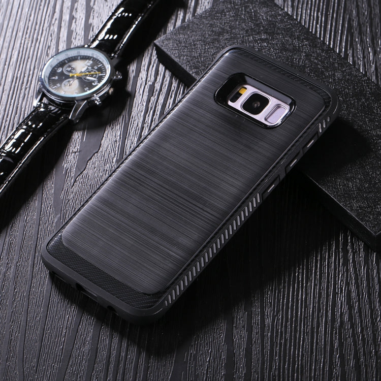 For Galaxy S8 Brushed Texture + Soft TPU Dropproof Protective Back Cover Case