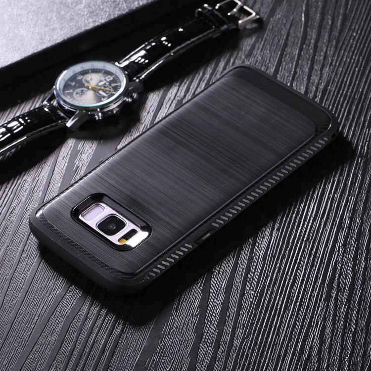 For Galaxy S8 Brushed Texture + Soft TPU Dropproof Protective Back Cover Case