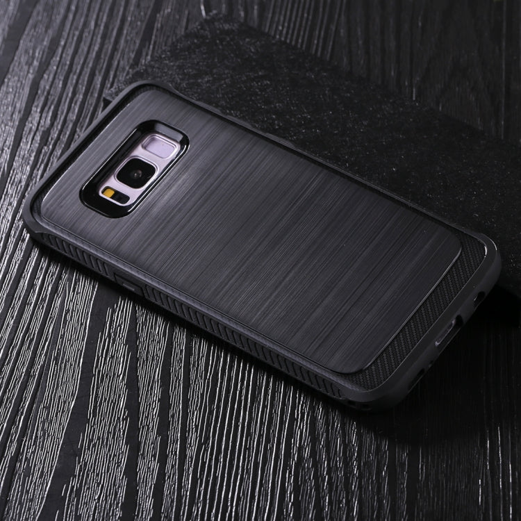 For Galaxy S8 Brushed Texture + Soft TPU Dropproof Protective Back Cover Case